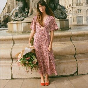 Z Supply Mavis Rose Mauve Floral Midi Dress Small NWT